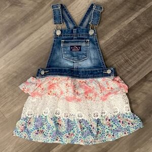 Jordache Kid's Denim Jumper Lace Floral Dress, 4T